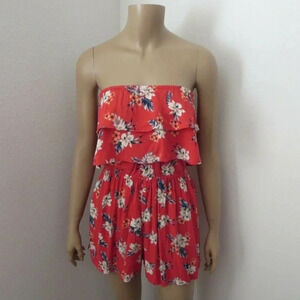 Hollister Strapless Floral Romper Size XS Ruffle